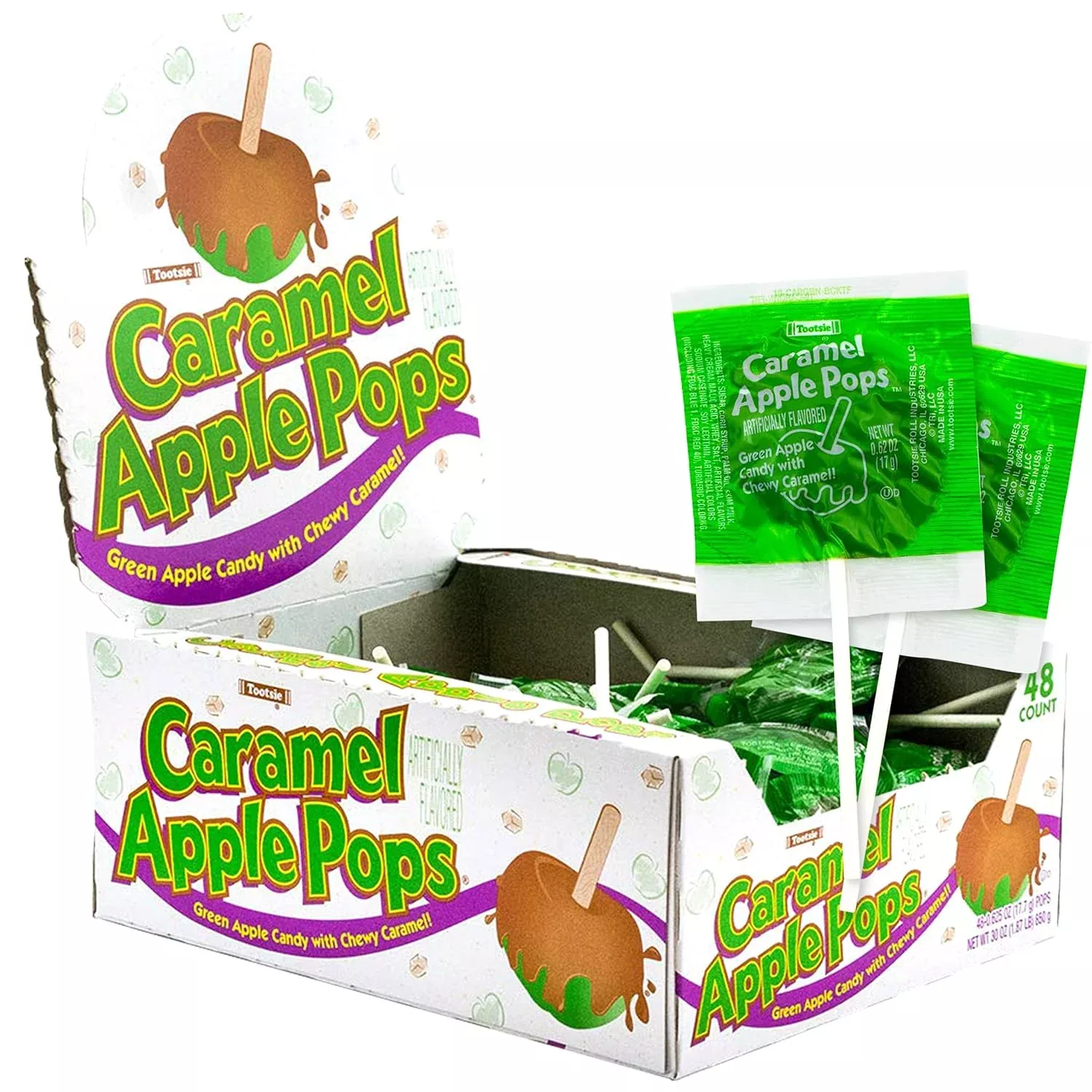 48 Pack Tootsie Roll Caramel Apple Pops 1Kg