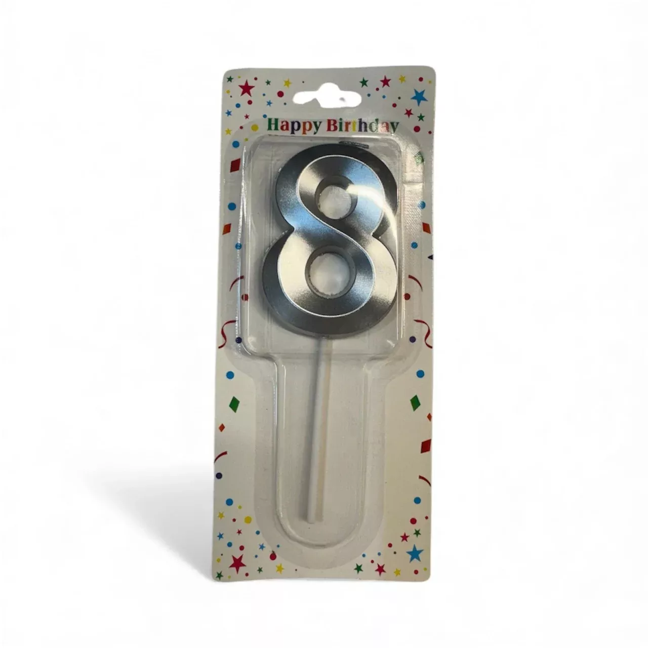 8 Number Candle Silver