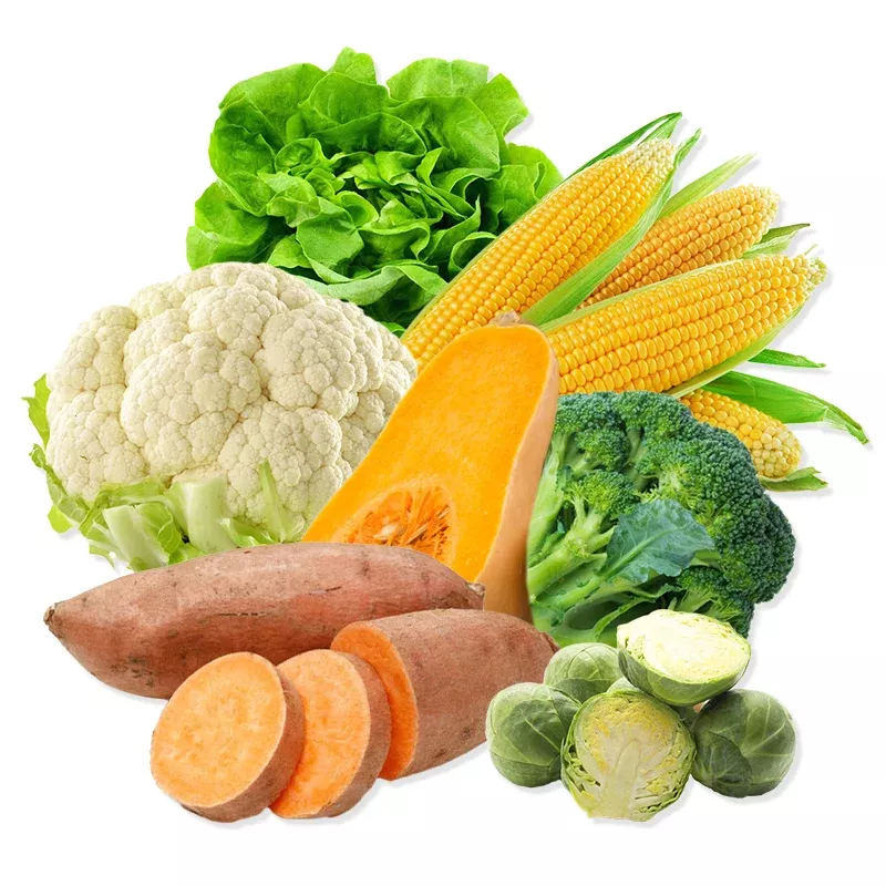 Assorted Seasonal Vegetable Case (1 Cauliflower, 1 Broccoli, 1 Butternut Squash, 2lbs Brussel Sprouts,4 Corn, 5lbs Yams) (fresh)