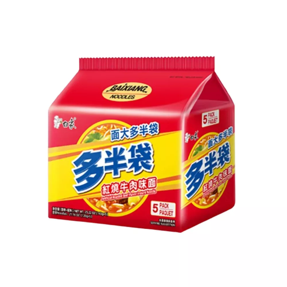 Bai Xiang - Roasted Beef Flavour Instant Noodles (5/pack) (120g) (6/carton)