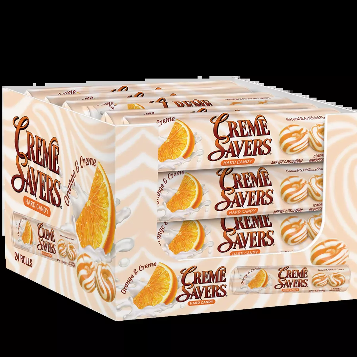 Creme Savers Orange Cream Hard Candy (24 Rolls Per Box)