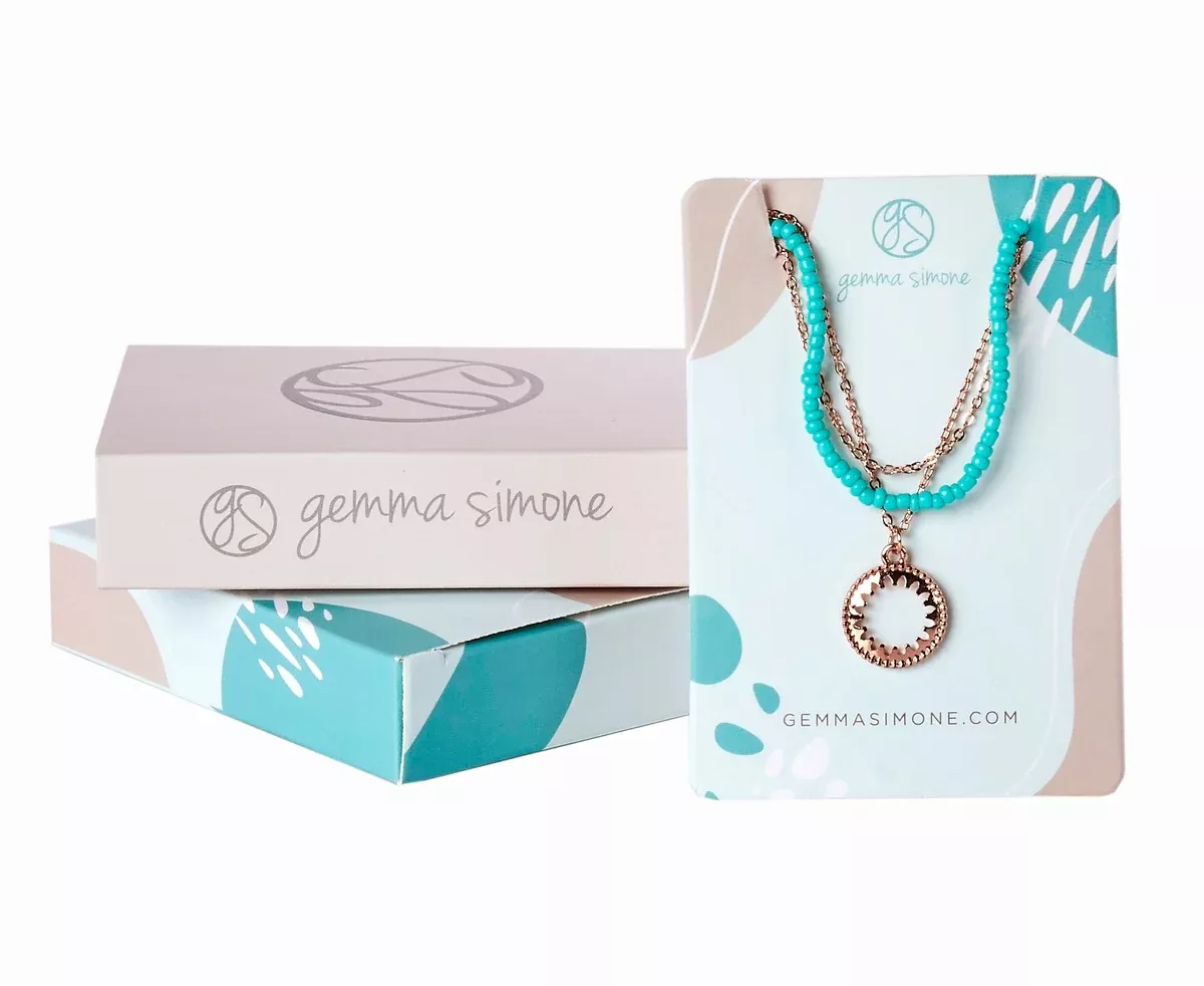 Gemma Simone Aqua Beaded Lariat Necklace