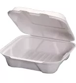 Genpak/Ecoplastech 8" Bagasse Clamshell Containers - 1 Compartment (200 Per Case)