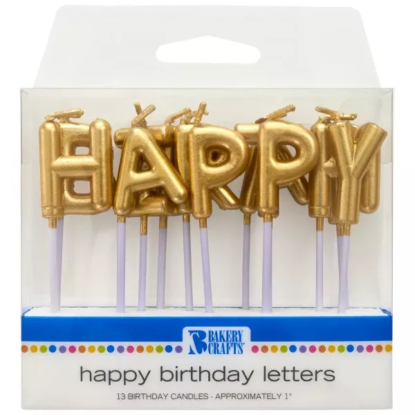 Gold Happy Birthday Candles