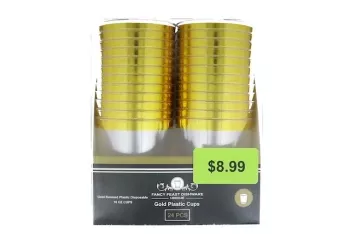 GOLD TRIM CLEAR CUPS 10OZ