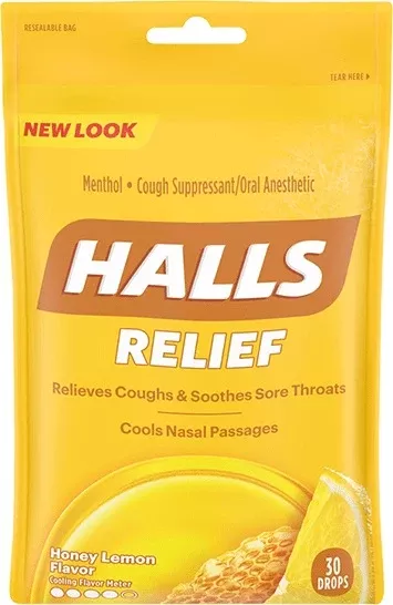 Halls Menthol Honey Lemon Cough Drops (12 - 30's) (jit)