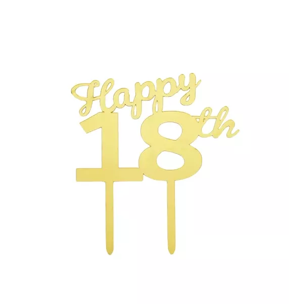 "Happy 18th" Gold Acrylic Tag