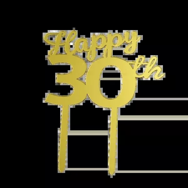 "Happy 30th" Gold Acrylic Tag