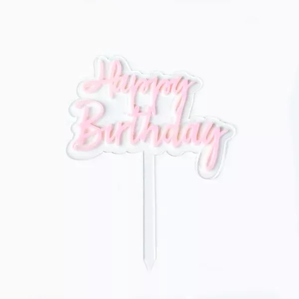 "Happy Birthday" Pink Acrylic Tag