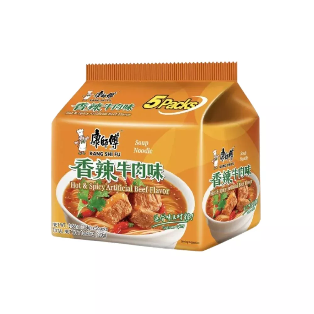 Kang Shi Fu - Hot & Spicy Beef Flavour Instant Noodle (5/pack) (104g) (6/carton)