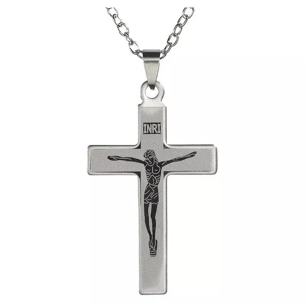 Laser Engraved Crucifix Necklace
