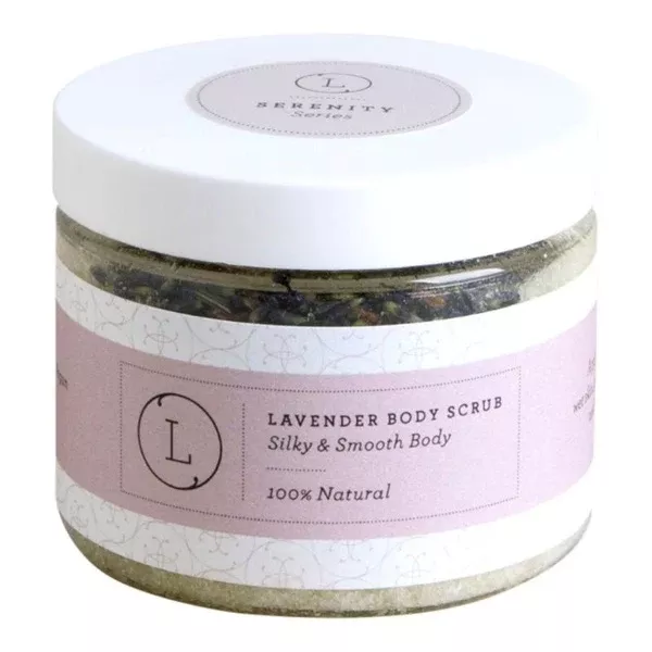 Lavender body scrab lightly scented with clean, fresh fragrances with 100% natural ingredients