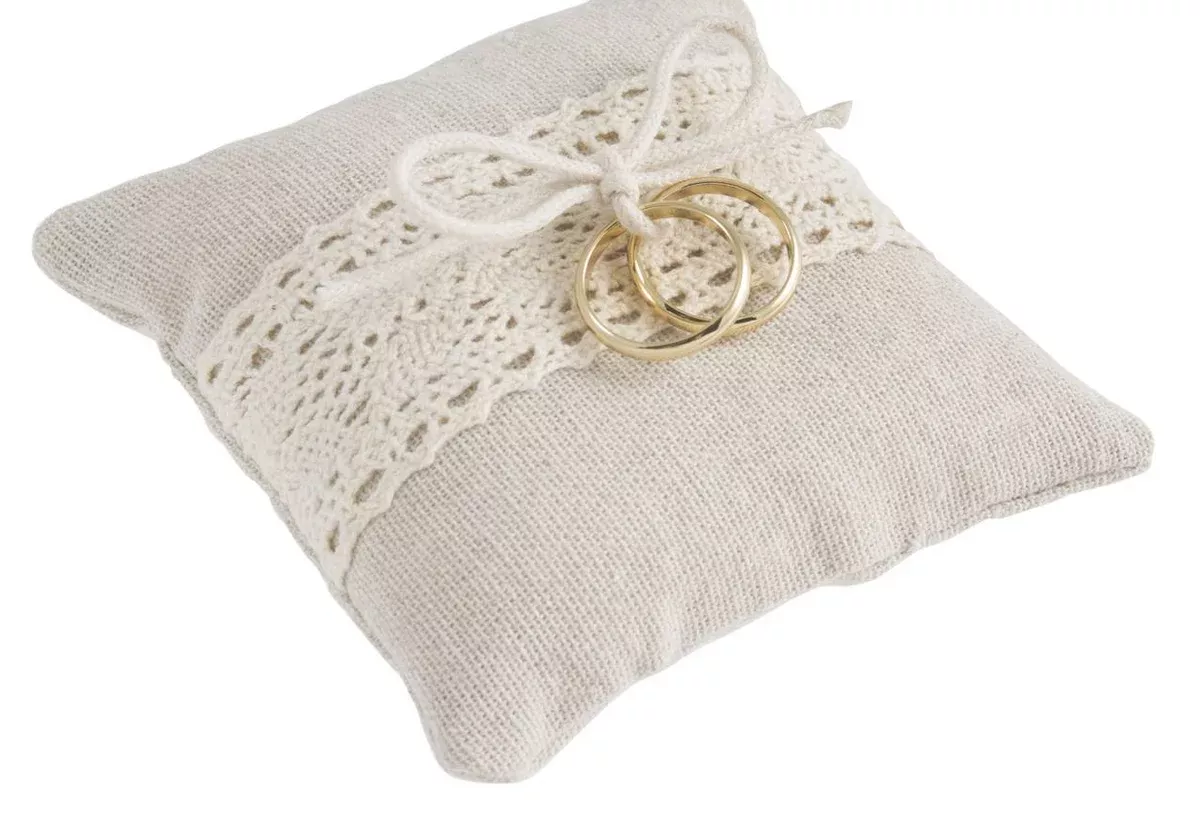 Linen and Lace Ring Cushion