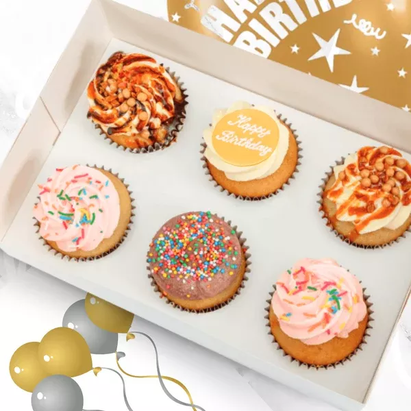 LOW-GLUTEN Happy Birthday Cupcakes Gift Pack (12)