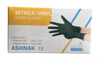 MEDIUM ASHNAK NITRILE VINYL BLEND GLOVES 100 PCS