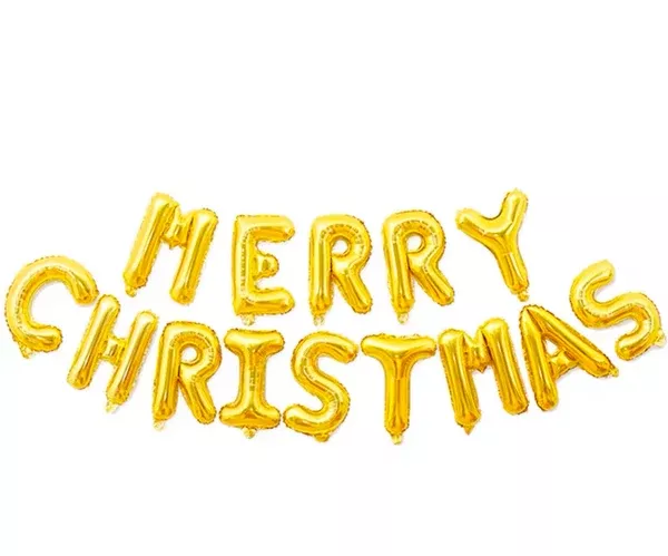 "Merry Christmas" Gold Balloon