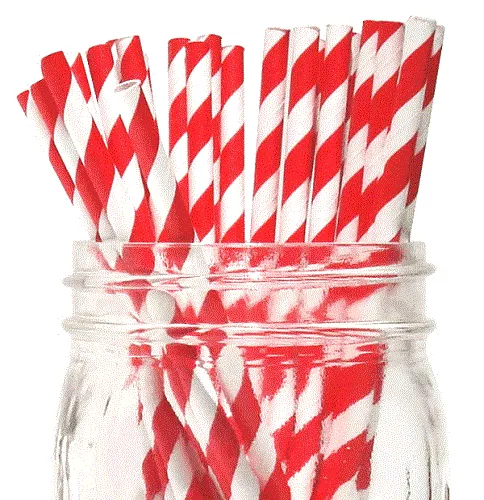 Paper Straws 8" Milkshake Wrapped Red Stripe (250 ea)