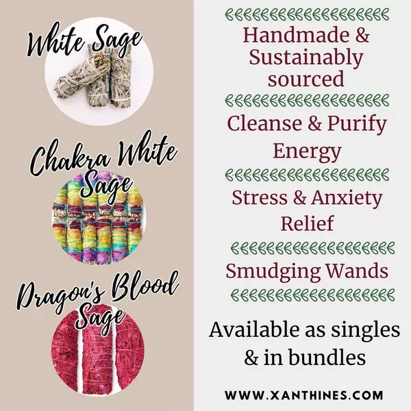 Sage Smudge Stick (White Sage, Dragon's Blood, Chakra)
