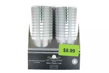 SILVER TRIM CLEAR CUPS 10 OZ