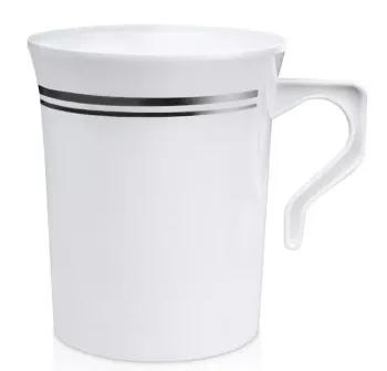 SILVER WHITE TEA CUPS 20 PACK