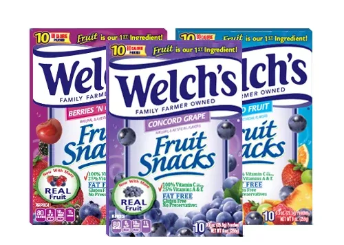 Welch's Fruit Snacks Assorted 2.25 oz (16Bags Per Box)