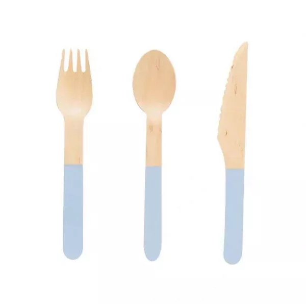 Wooden Cutlery (Blue)