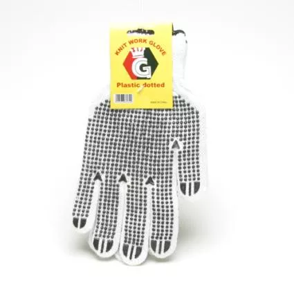 Working Gloves White with Black Dots (12 Pairs)